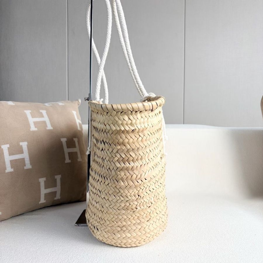 Celine 草編菜籃子大號 30*34*17 99新配件塵袋-4