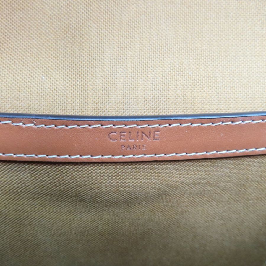 棕色 PV帆布 原花 凱旋門 FOLCO 馬鞍包 肩背包【CELINE 賽琳】 191502BZJ04LU-5