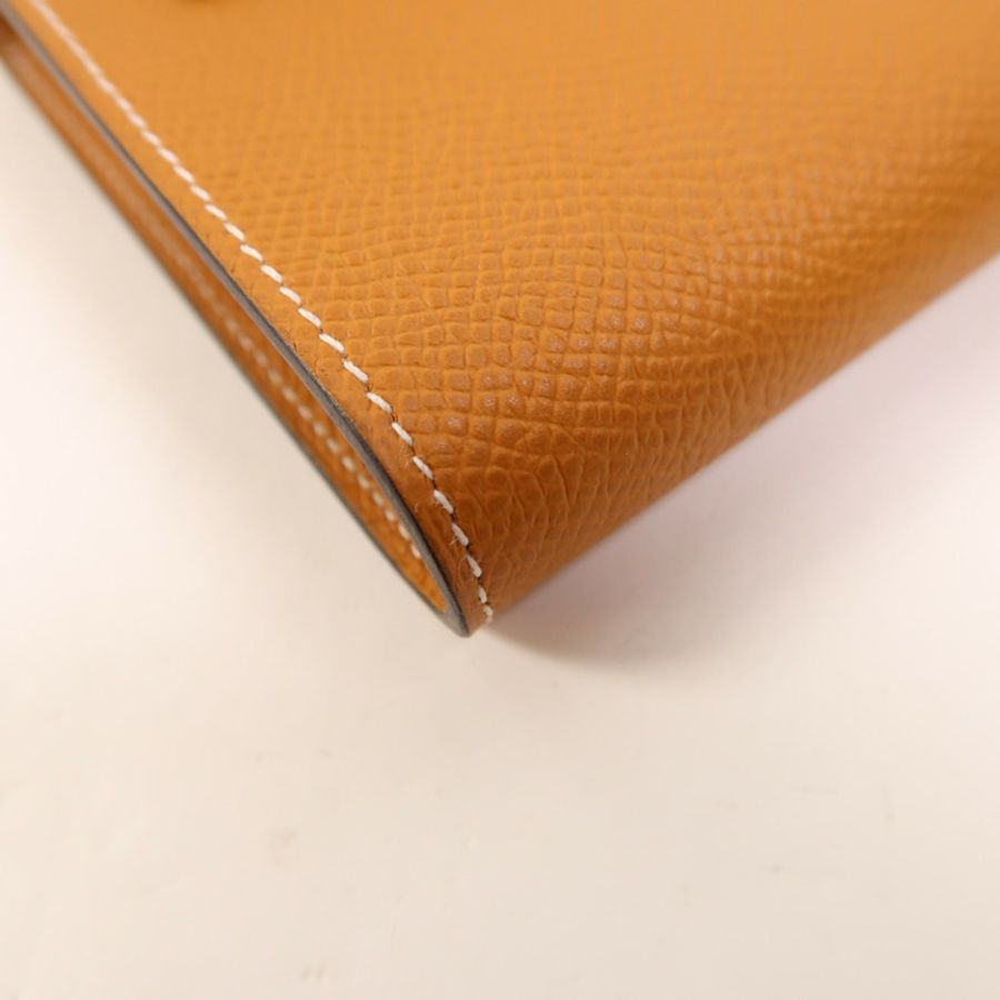 HERMES Epsom皮革Kelly To Go銀扣肩背袋Gold-11