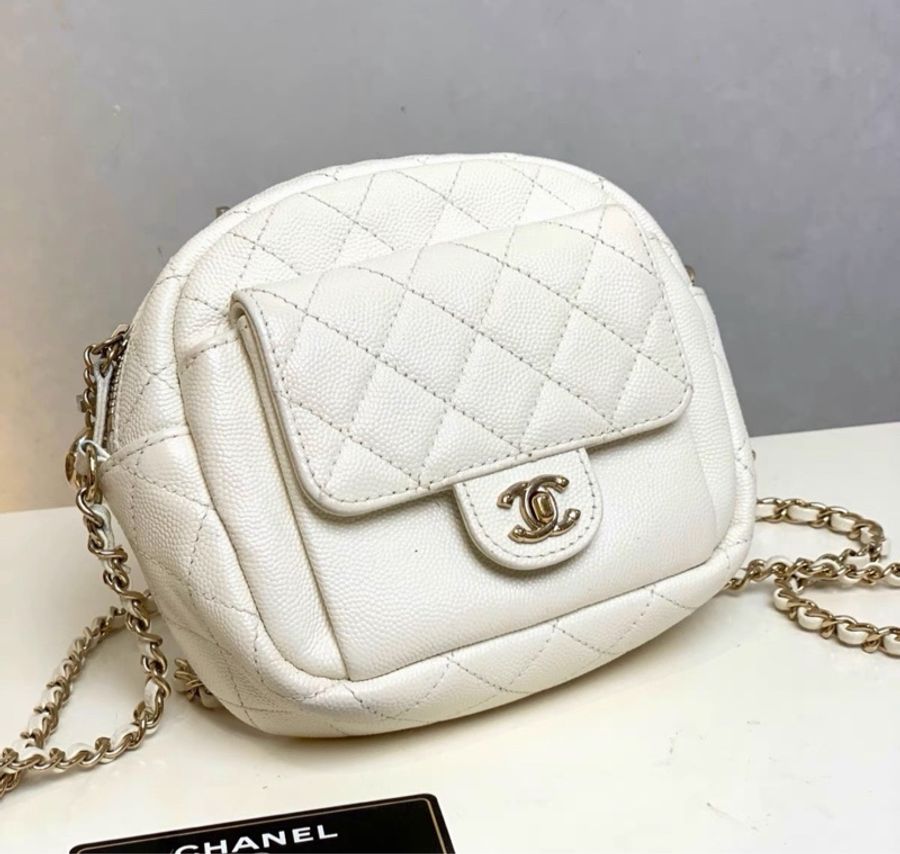 【94新 ✨ 全網最低價!】Chanel 香奈兒 白金 奶白色 相機單肩斜挎包色 荔枝牛皮 成色很好-2