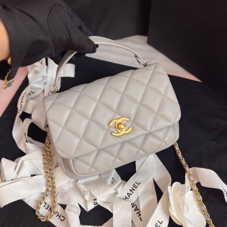 近新品 香奈兒/Chanel 迷你清冷灰郵差鏈條包 附件塵袋-5