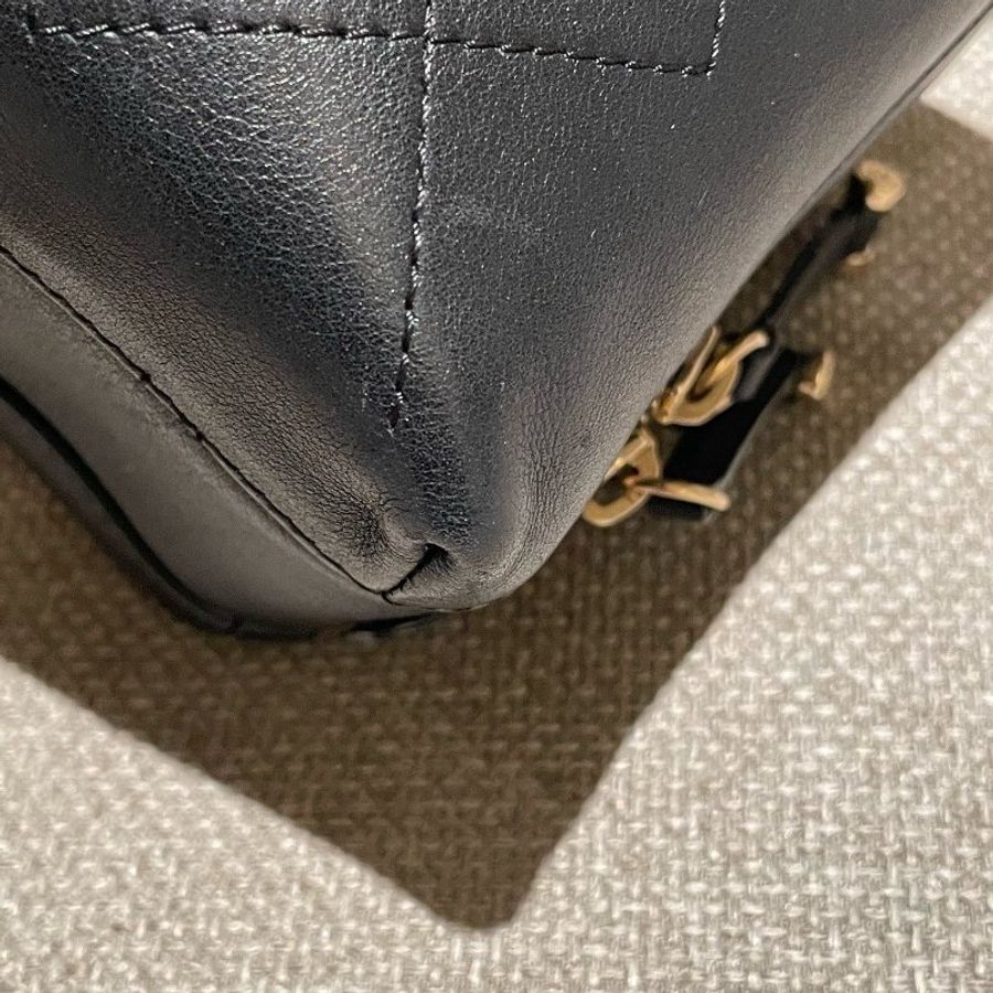 香奈兒/Chanel 黑金牛皮琺瑯扣複古吐司牛奶盒子荳腐包手提小方盒-9