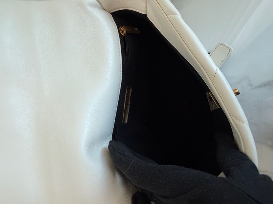 CHANEL 白色19bag 晶片款/購證/手袋🤍金銀鏈條-8