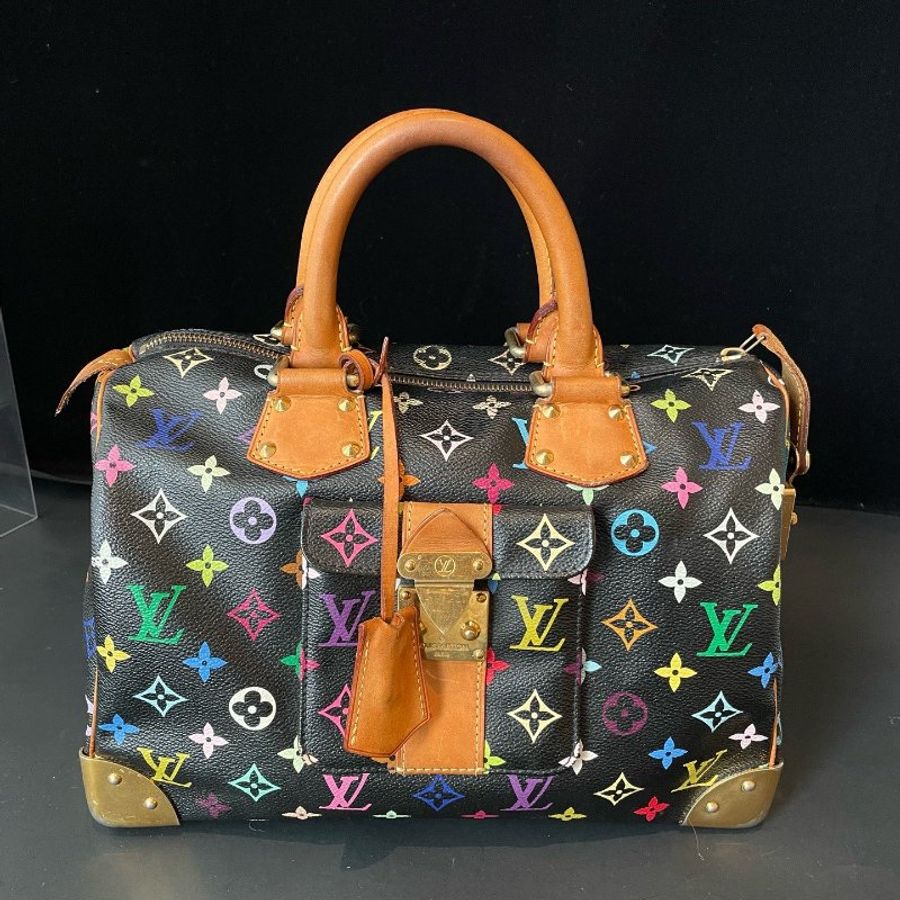 路易威登/Louis Vuitton 村上隆聯名款 黑三彩speedy30枕頭包-0