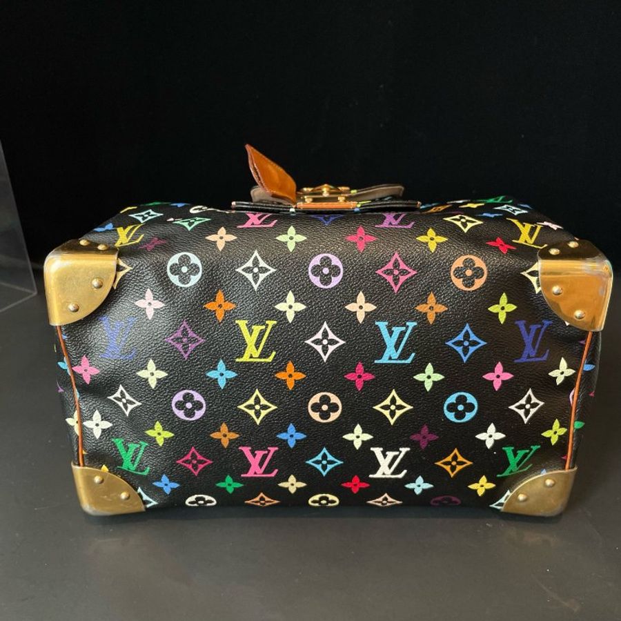 路易威登/Louis Vuitton 村上隆聯名款 黑三彩speedy30枕頭包-5