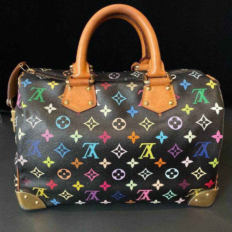 路易威登/Louis Vuitton 村上隆聯名款 黑三彩speedy30枕頭包-7