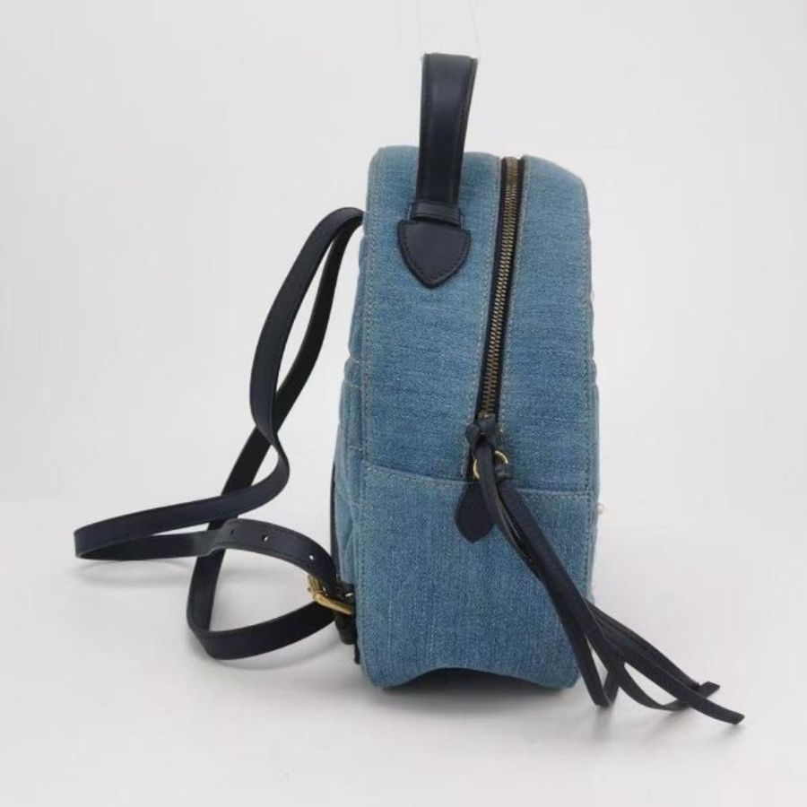 Gucci牛仔珍珠後背包 99新配件塵袋 23.5*25*11-2