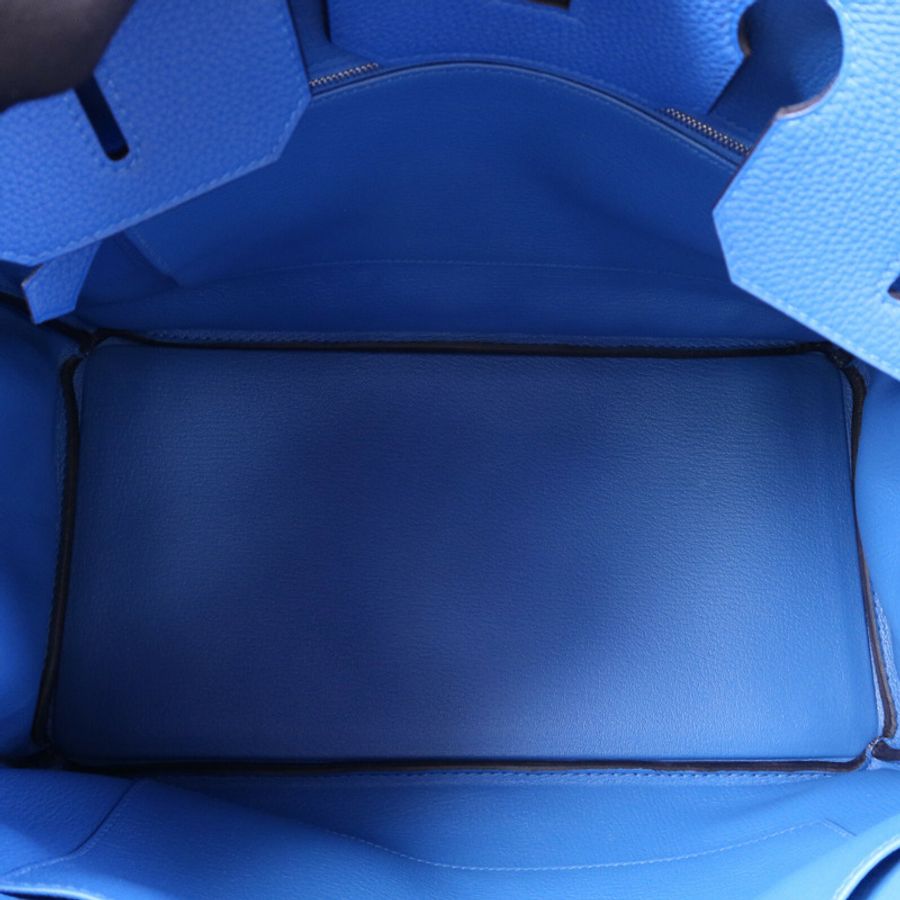 HERMES Togo皮革Birkin 35銀扣手挽袋Bleu Zellige-4