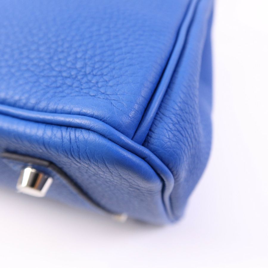 HERMES Togo皮革Birkin 35銀扣手挽袋Bleu Zellige-12