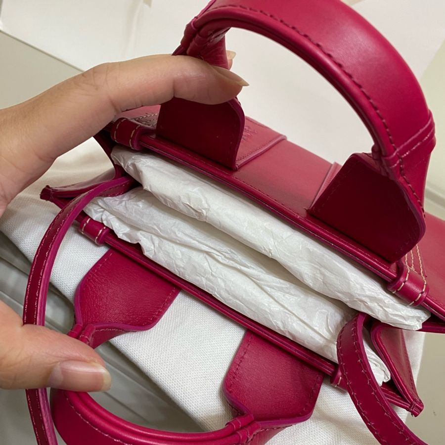Chloe經典WOODY系列牛皮手提斜背MINI托特包(桃紅)-23