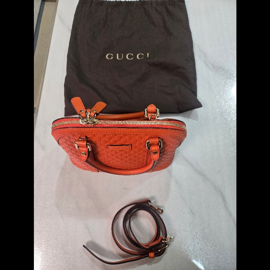 🧨又大大大大降價💁‍♂️本月降價囉🧨GUCCI Microguccissima 溶岩橘兩用貝殼包-3