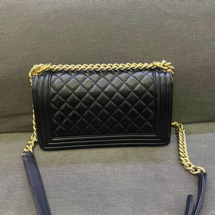 Chanel 香奈兒leboy 黑金羊皮中號-1