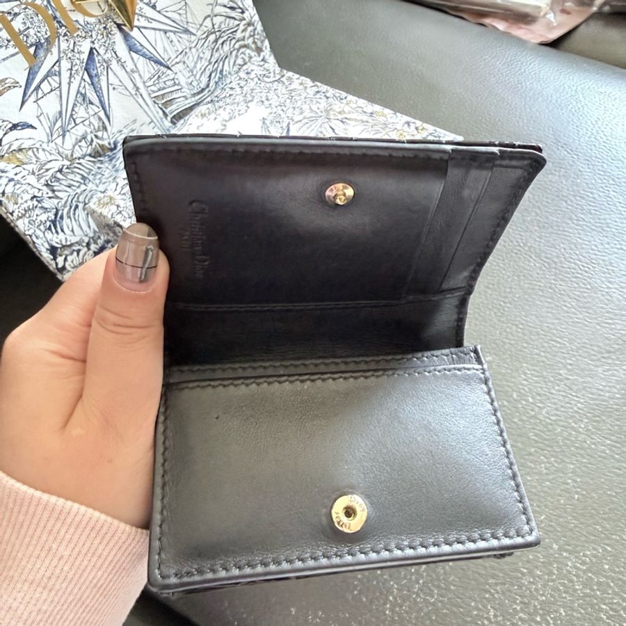 Lady Dior card holder黑色亮皮-3