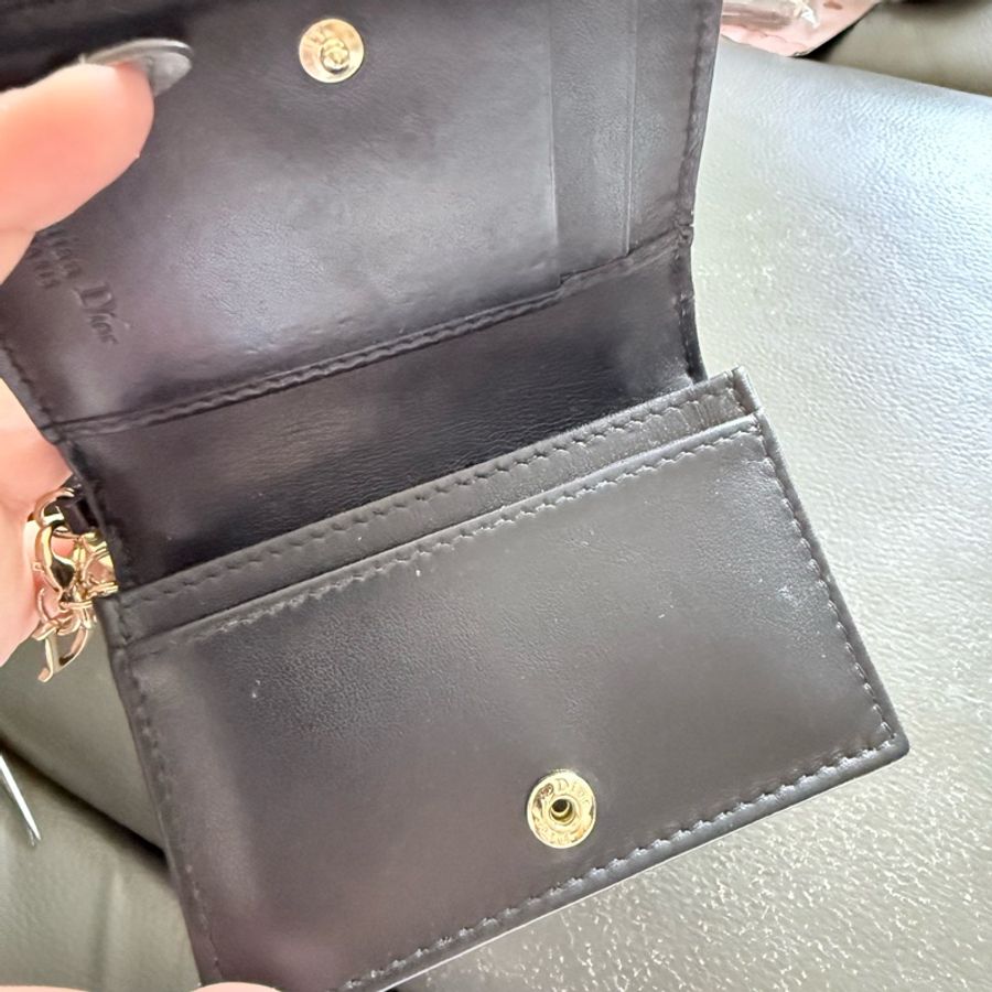 Lady Dior card holder黑色亮皮-4