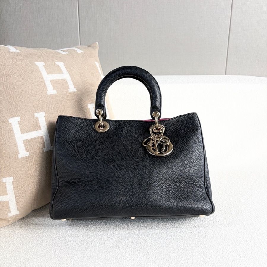 Dior 黑金vip全皮手提紫色內里 31*22*12 98新配件子袋塵袋肩帶-6