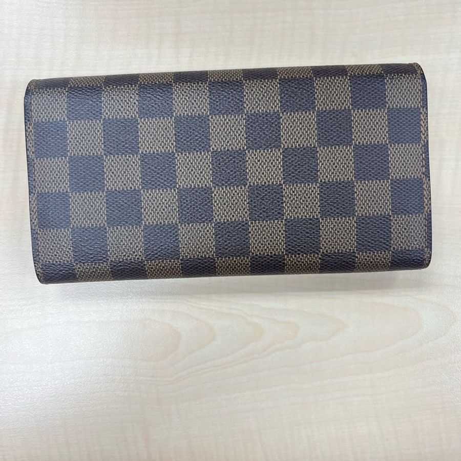 LOUIS VUITTON 路易威登 Damier Ebene棕色 金釦下蓋棋盤格 帆布#原廠盒#-1