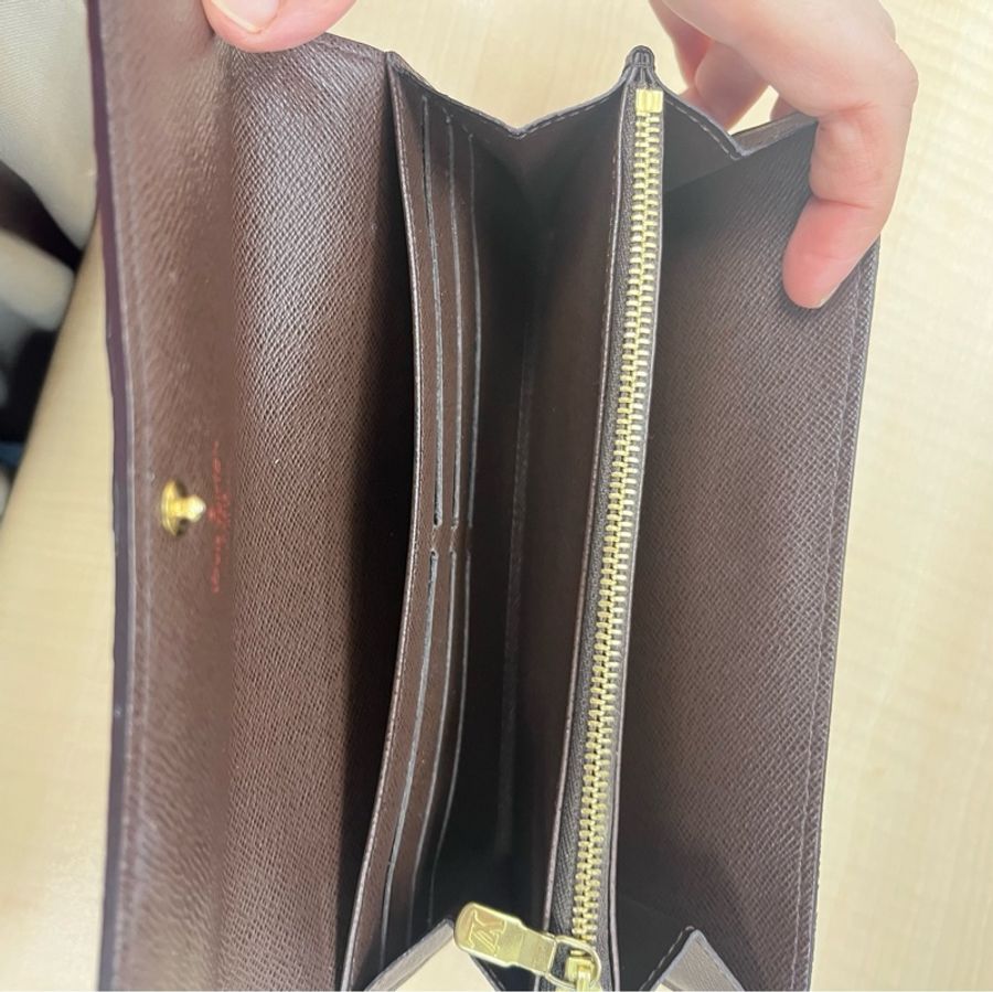 LOUIS VUITTON 路易威登 Damier Ebene棕色 金釦下蓋棋盤格 帆布#原廠盒#-7