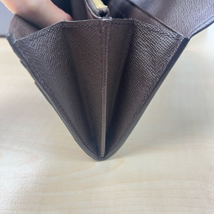 LOUIS VUITTON 路易威登 Damier Ebene棕色 金釦下蓋棋盤格 帆布#原廠盒#-9