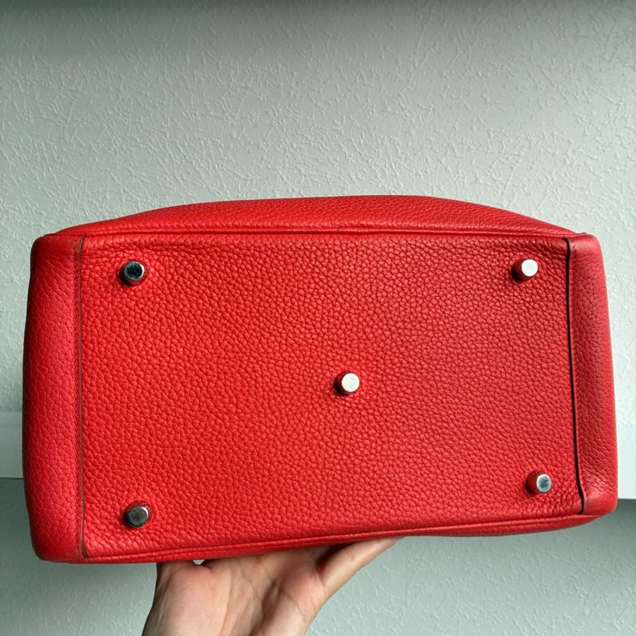 Hermes 橘紅Lindy30銀釦 🅁刻-2
