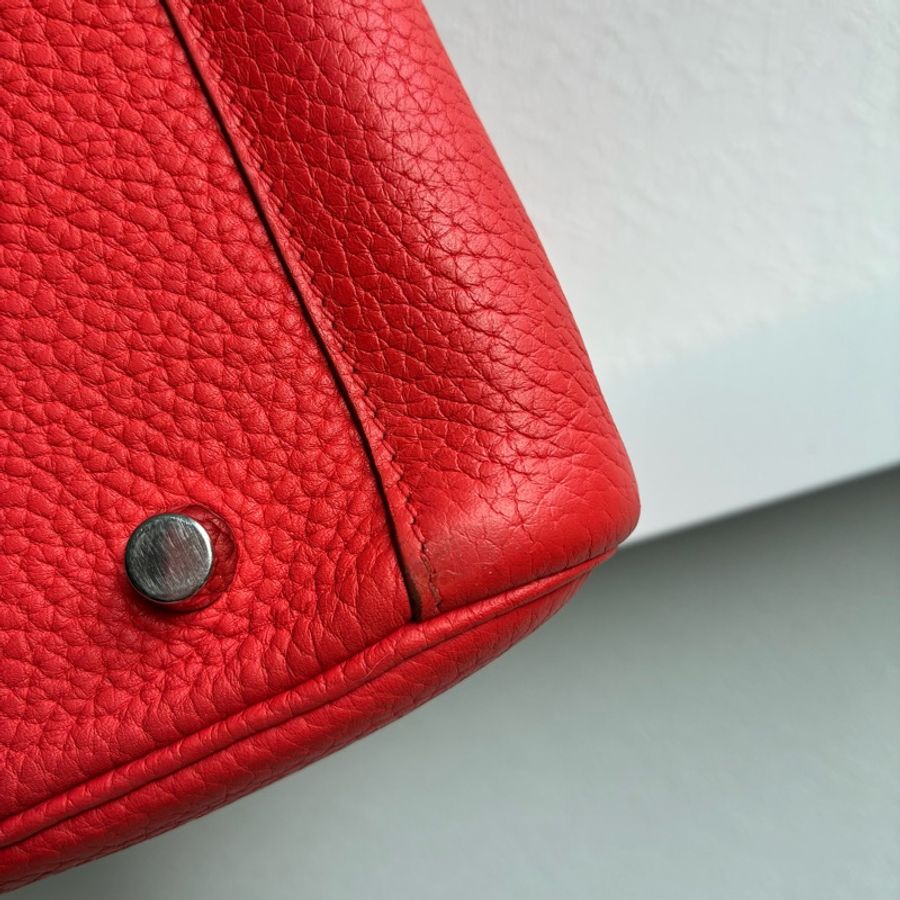 Hermes 橘紅Lindy30銀釦 🅁刻-12
