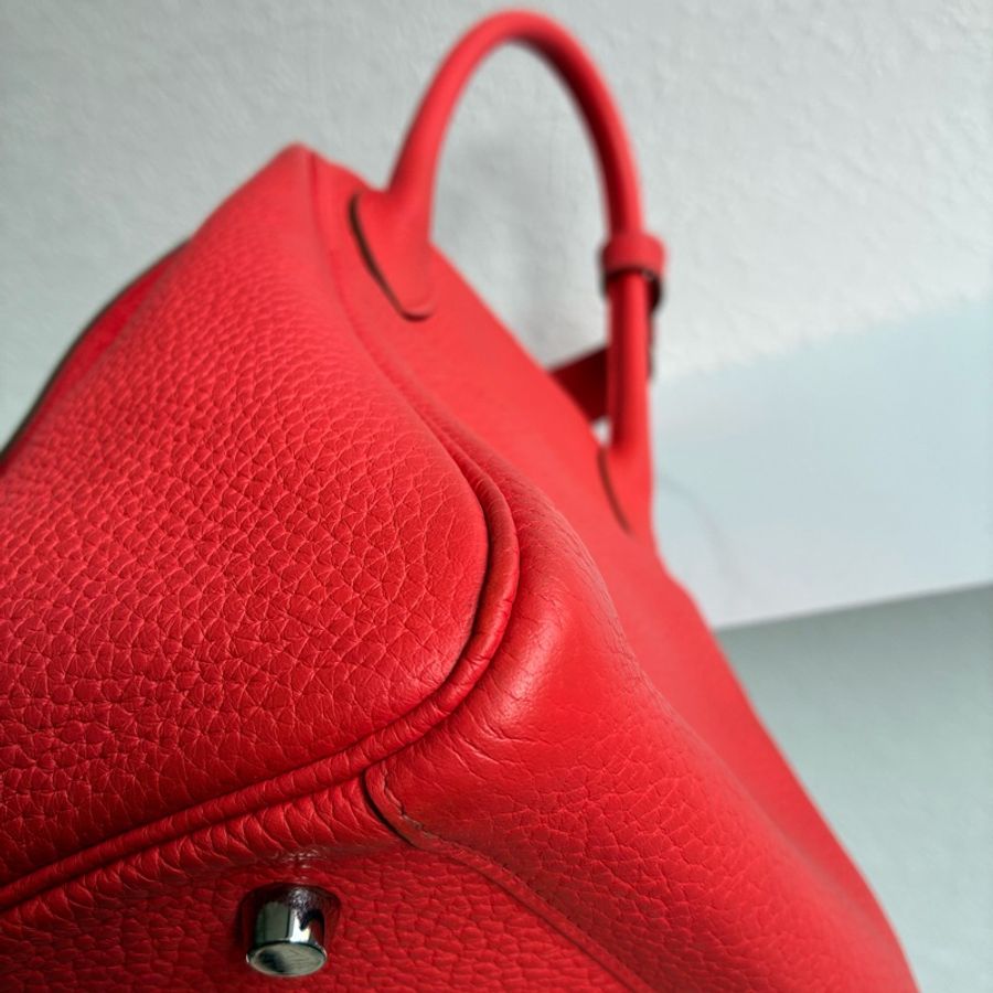 Hermes 橘紅Lindy30銀釦 🅁刻-14