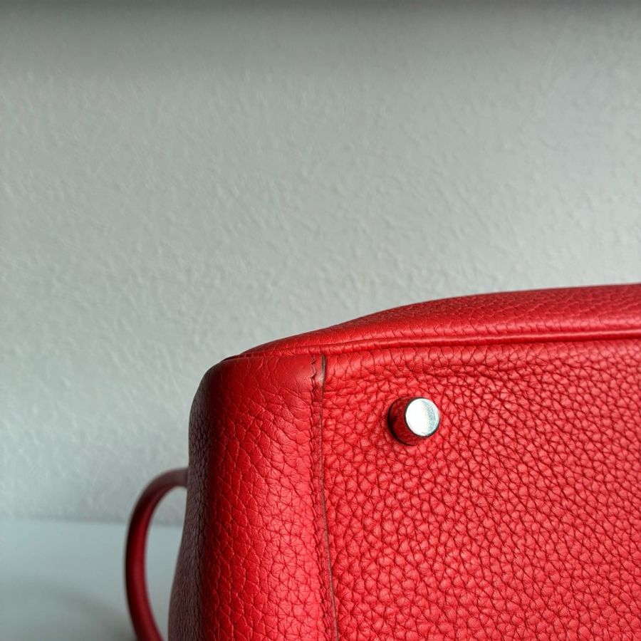 Hermes 橘紅Lindy30銀釦 🅁刻-15