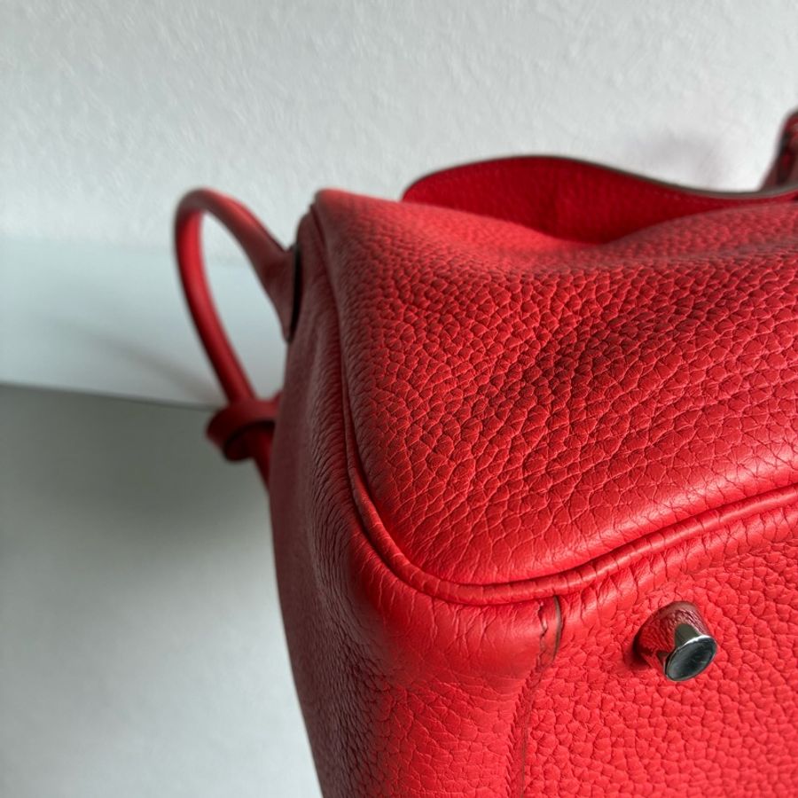 Hermes 橘紅Lindy30銀釦 🅁刻-16