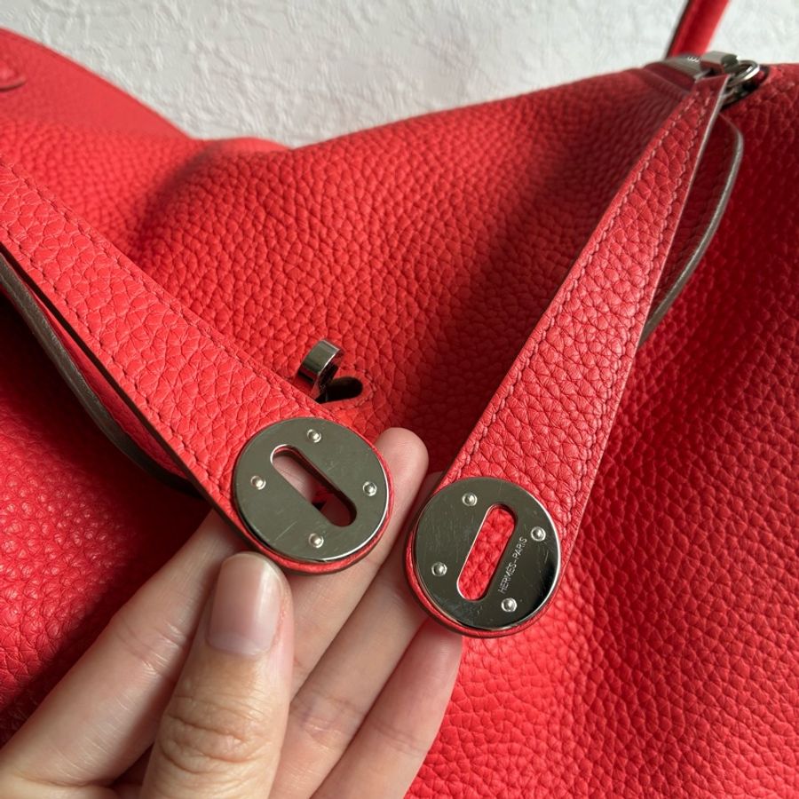 Hermes 橘紅Lindy30銀釦 🅁刻-24