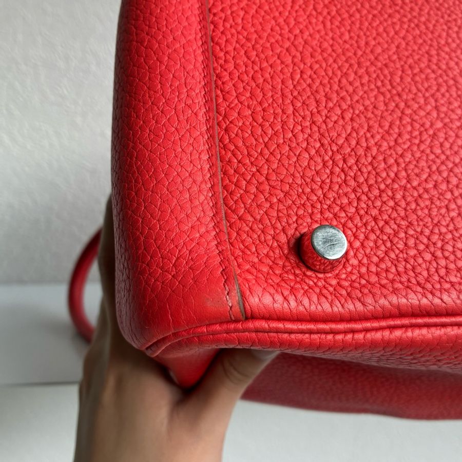 Hermes 橘紅Lindy30銀釦 🅁刻-26