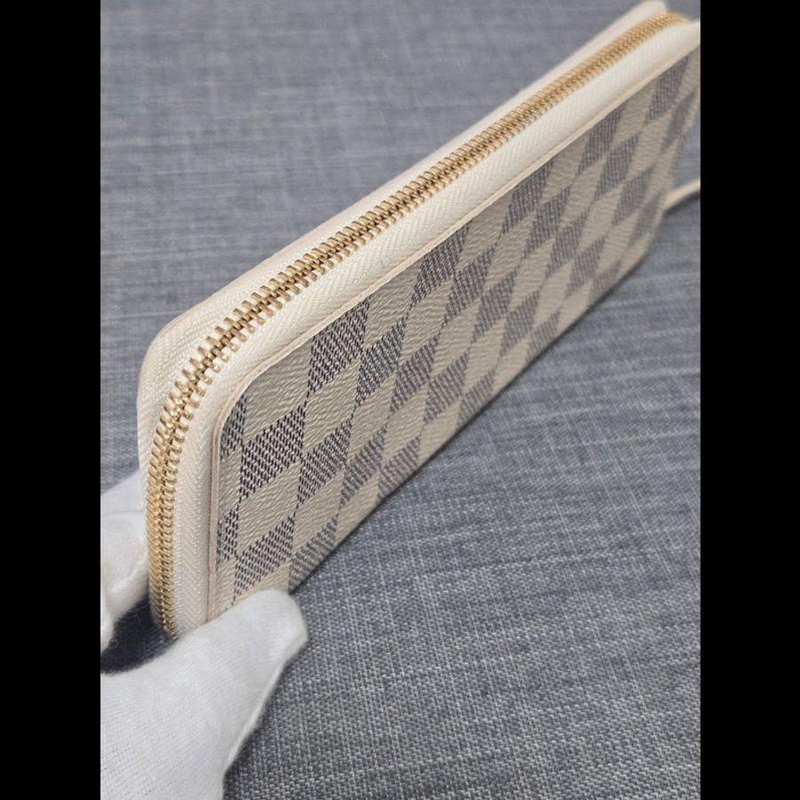 Louis Vuitton LV 路易威登 白色棋盤格拉鍊長夾-22
