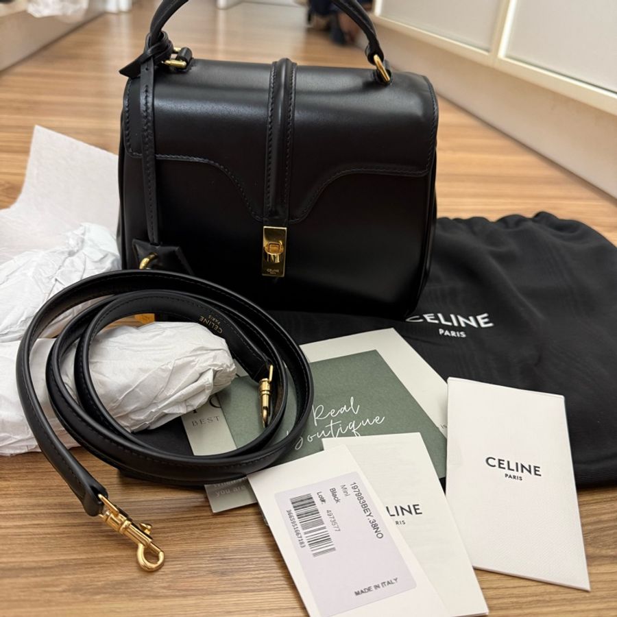 Celine 16 mini黑色手提肩背包-2