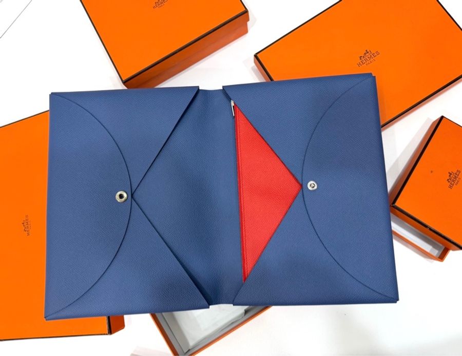 HERMES 愛馬仕 法國藍 二合一 Calvi Pouch ipad套 收納包 手拿包 皮包-2