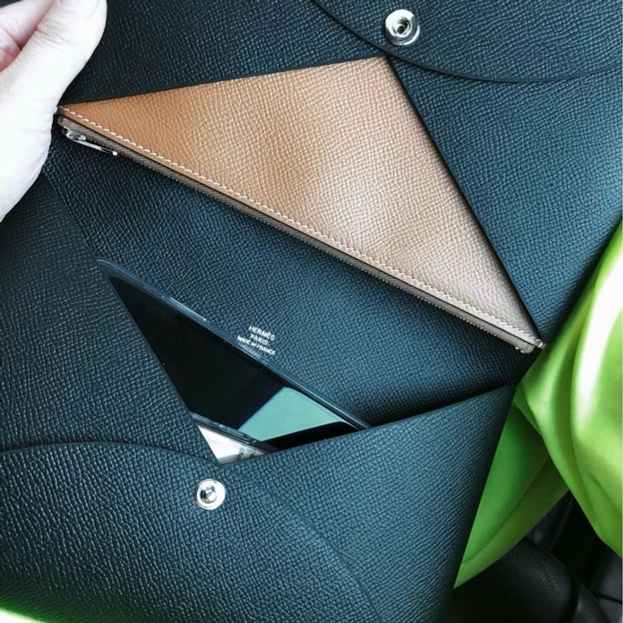 HERMES 愛馬仕 法國藍 二合一 Calvi Pouch ipad套 收納包 手拿包 皮包-4