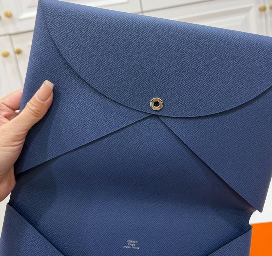 HERMES 愛馬仕 法國藍 二合一 Calvi Pouch ipad套 收納包 手拿包 皮包-16