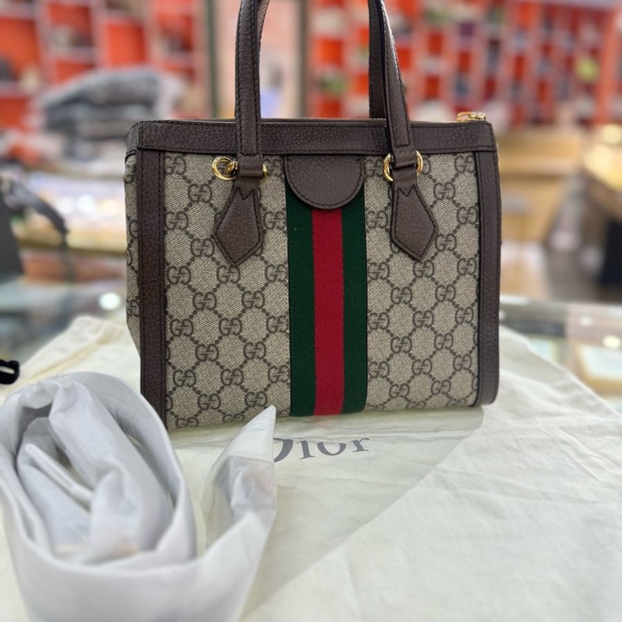 99新 閑置品 古馳gucci Ophidia系列小号手提托特包，-1