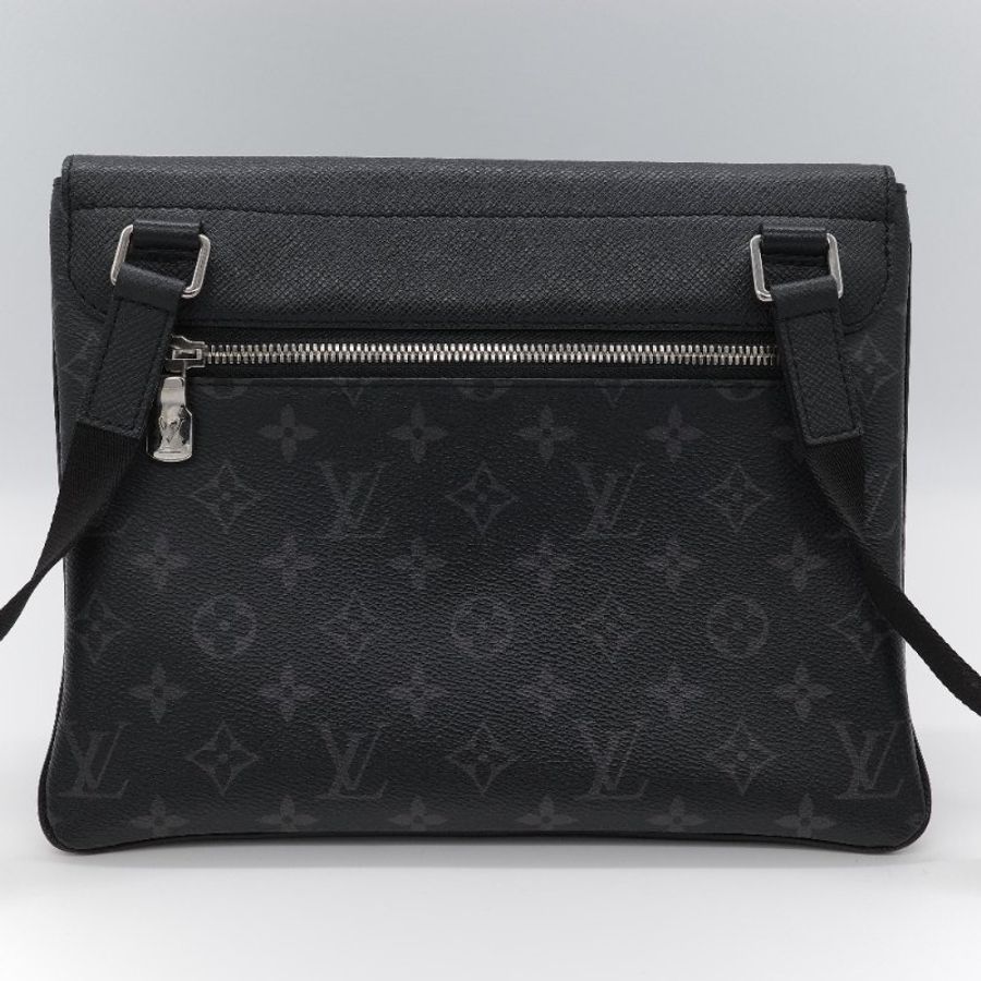 Louis Vuitton 路易威登 Taigarama 黑色 牛皮 帆布 翻蓋信差包 斜背包-2
