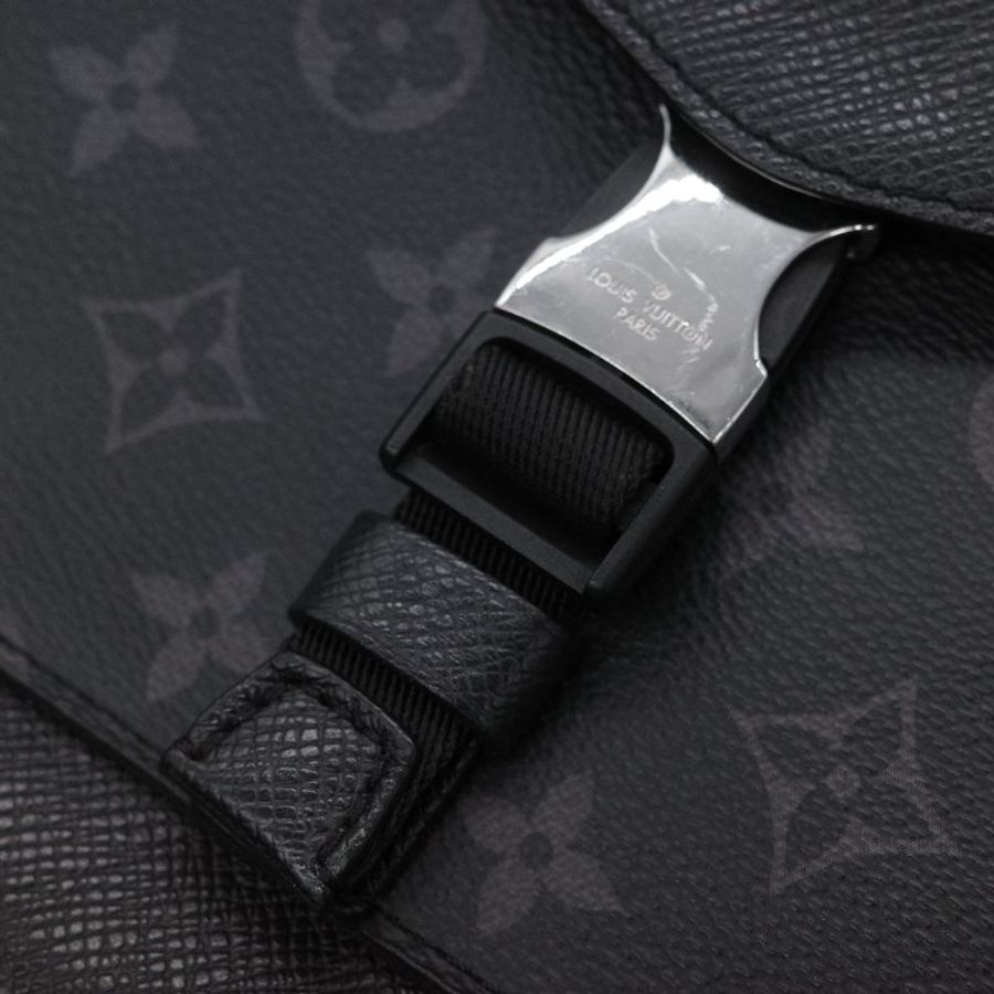 Louis Vuitton 路易威登 Taigarama 黑色 牛皮 帆布 翻蓋信差包 斜背包-5