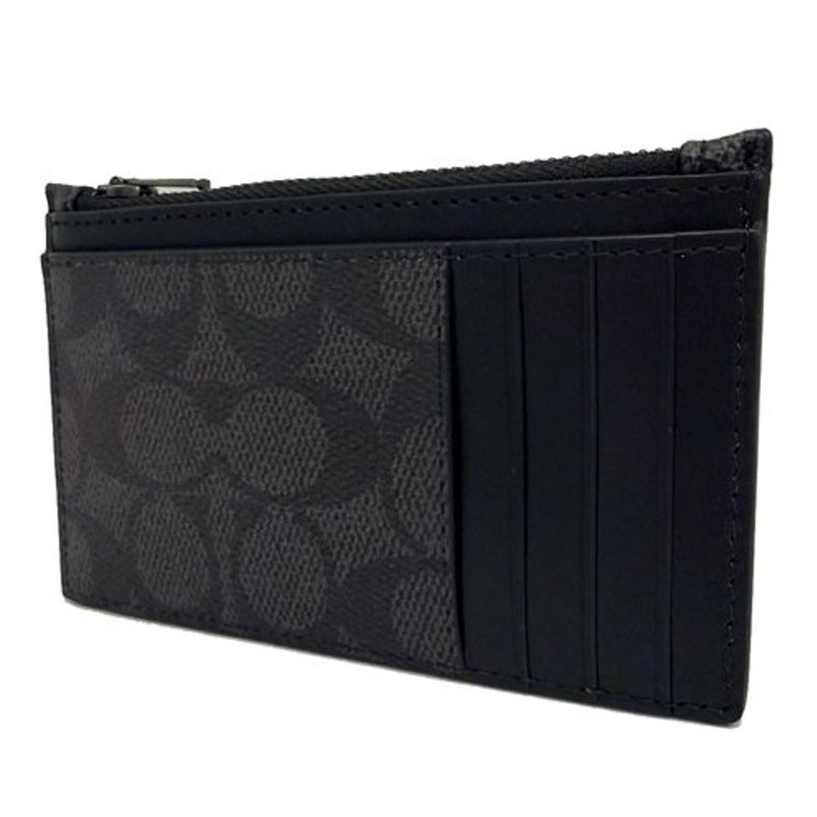 [全新] COACH C LOGO男款信用卡名片卡夾零錢包(黑灰)-1