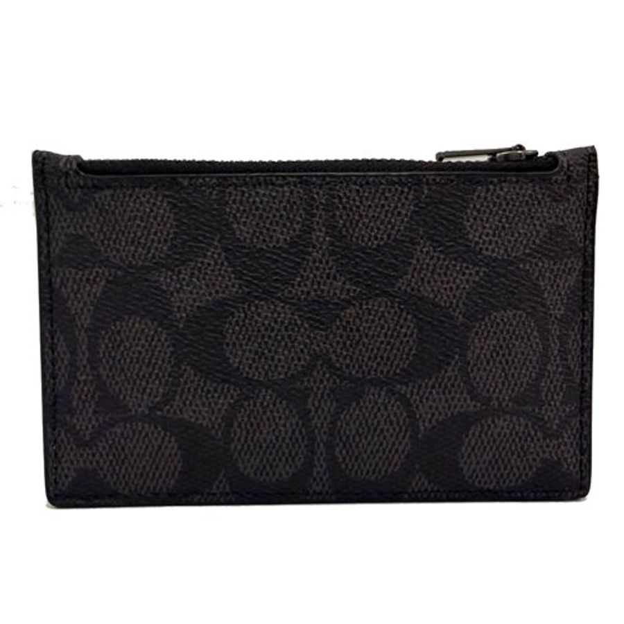 [全新] COACH C LOGO男款信用卡名片卡夾零錢包(黑灰)-2