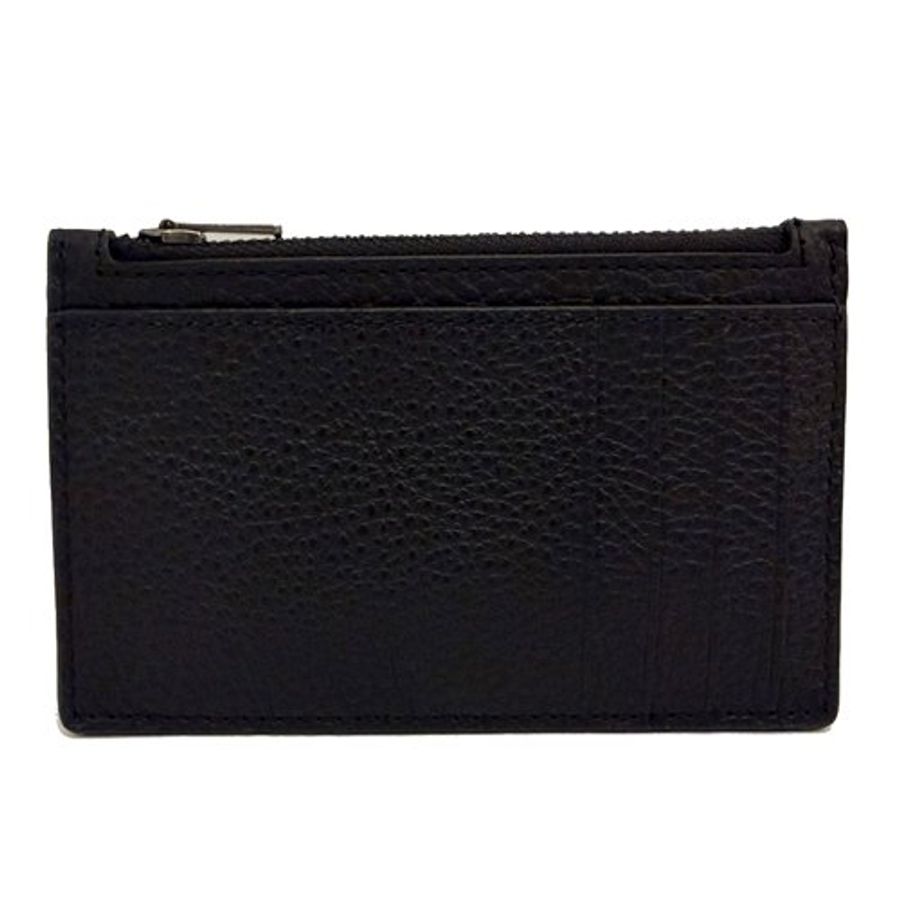 [全新] COACH 素面牛皮男款信用卡名片卡夾零錢包(黑)-0