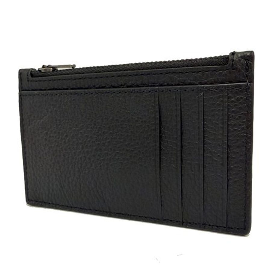 [全新] COACH 素面牛皮男款信用卡名片卡夾零錢包(黑)-1
