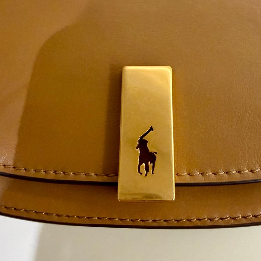 真皮質感滿分 Ralph Lauren Polo ID 系列 專櫃 真皮馬鞍包 經典焦糖咖-13
