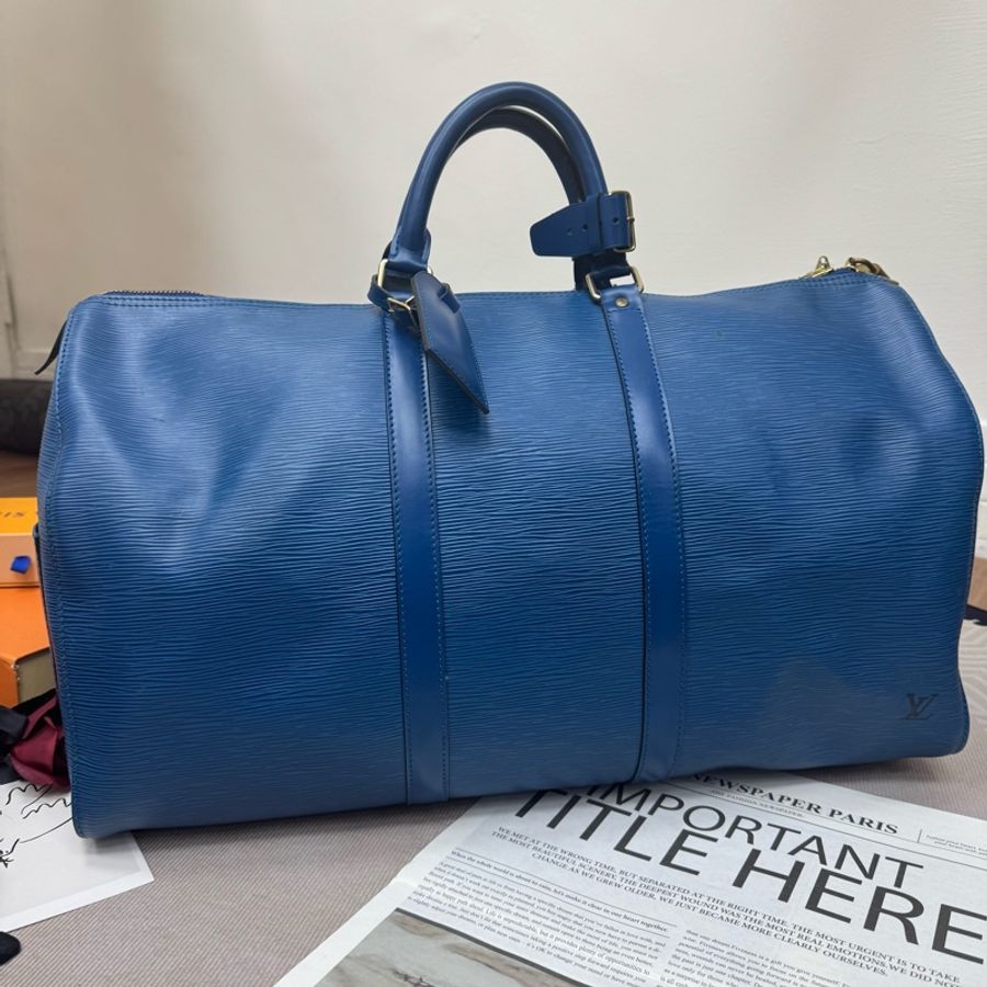 Louis Vuitton Keepall 50藍色旅行袋 Vintage 中古 二手 手提-0