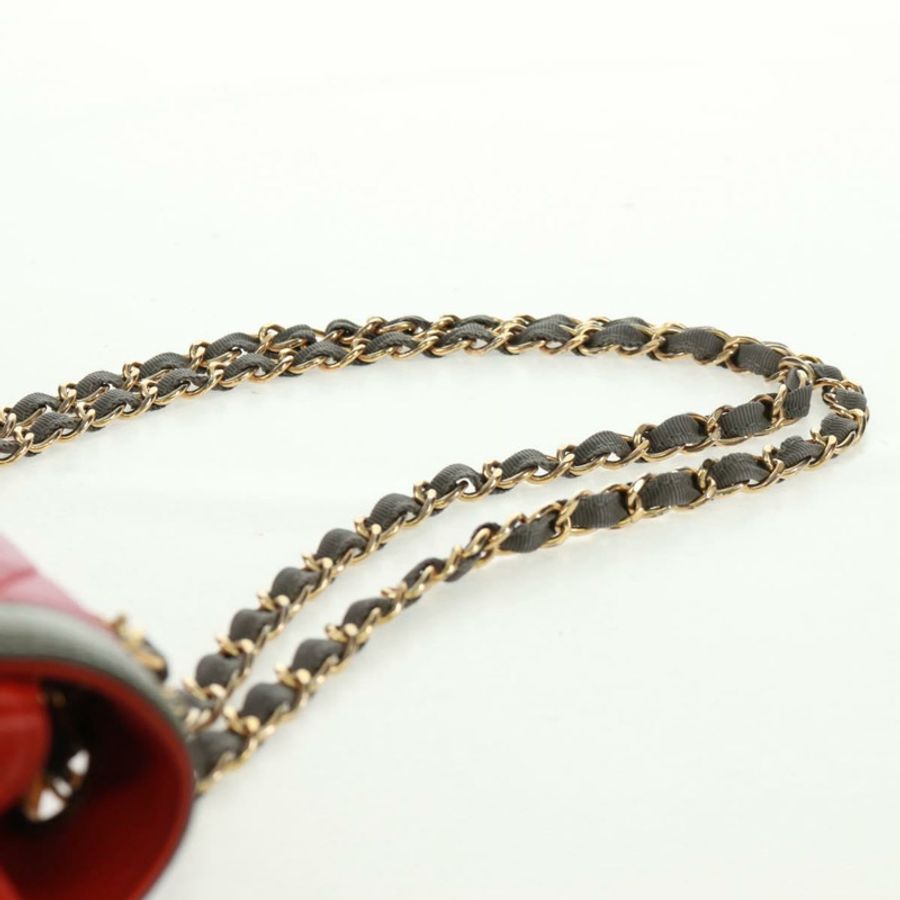 【日本直送】香奈兒 Chain Matelasse 23 單肩包，羊皮材質，紅色，金色雙C標誌，正品編號 168061V-13