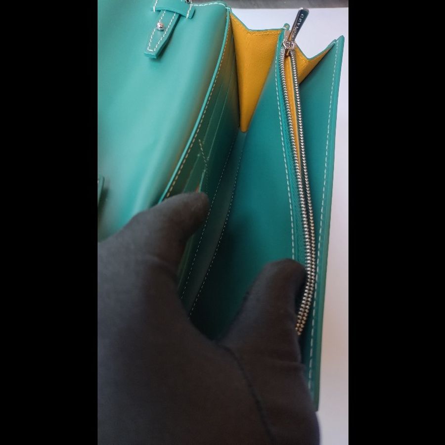 Goyard 綠色印花下蓋小斜背包 verenne continental wallet-13
