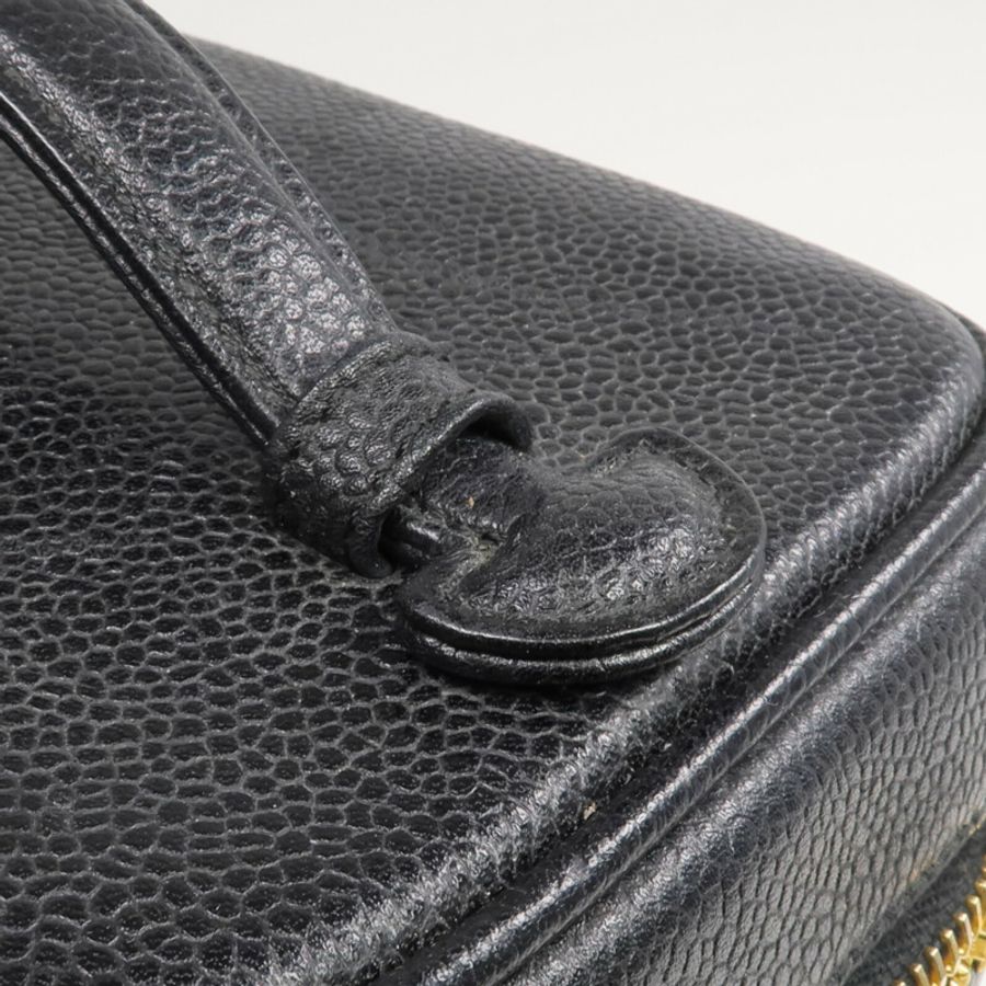 CHANEL 牛皮皮革Vintage Vanity Case金扣鏈帶手挽肩背兩用袋-10