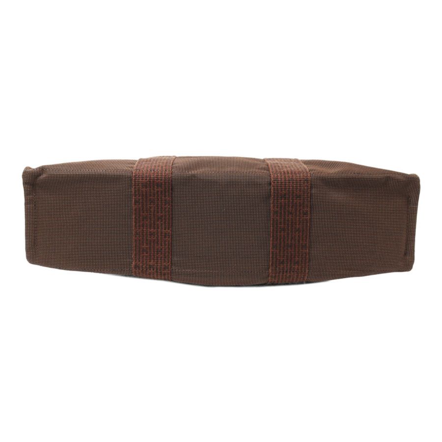 HERMES 帆布Her Line MM銀扣手挽袋Brown-3