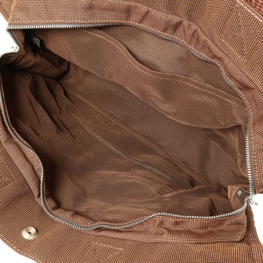 HERMES 帆布Her Line MM銀扣手挽袋Brown-4