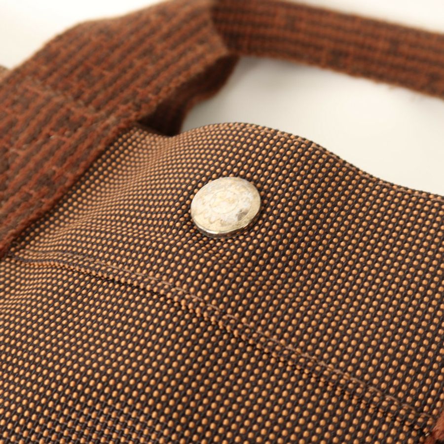 HERMES 帆布Her Line MM銀扣手挽袋Brown-7