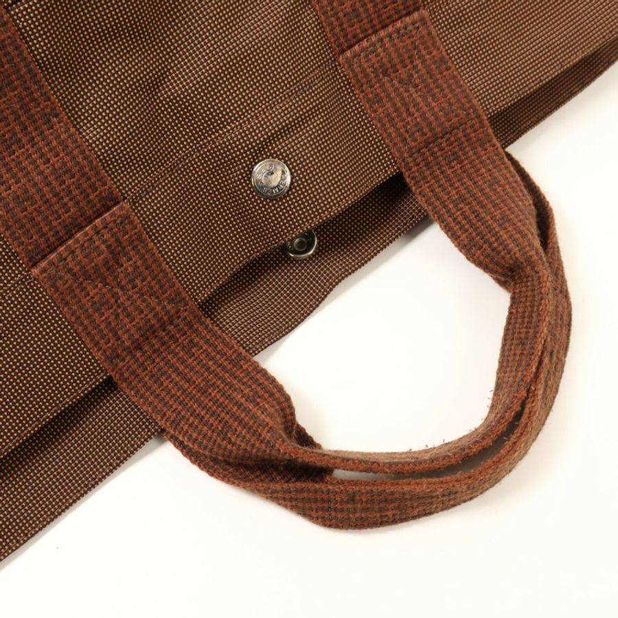 HERMES 帆布Her Line MM銀扣手挽袋Brown-8